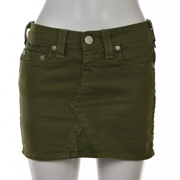 True Religion Dresses & Skirts - True Religion Olive Denim Mini Skirt